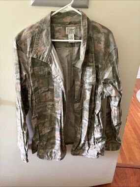 L.L. Bean Men's Camouflage Field Shirt Jacket - Olive, Tan, Gray (XL)